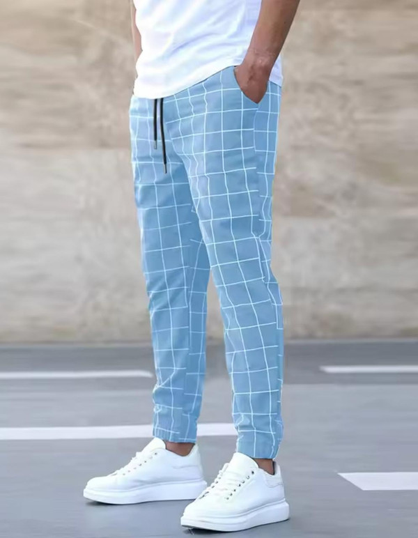 Pantalon Carreaux à Cordon de Serrage zaxx