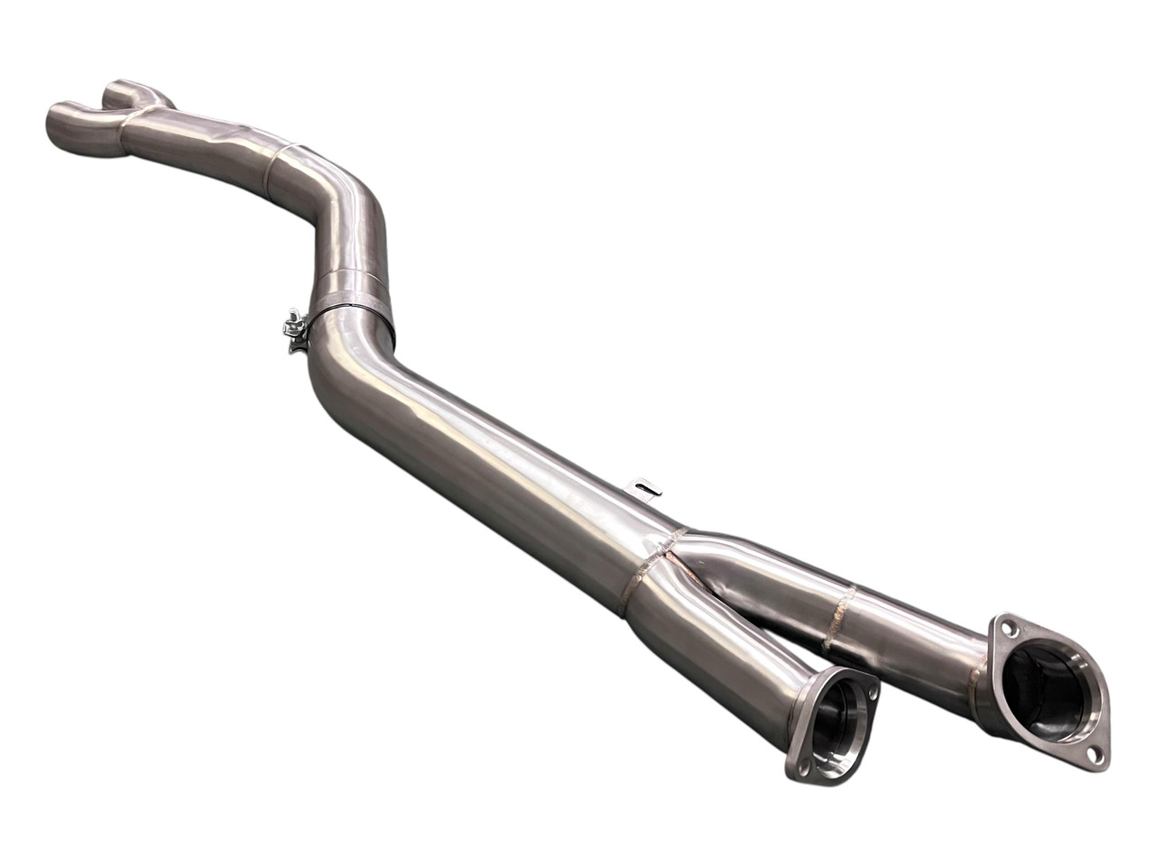 Side view of BMW M2 G87 exhaust system