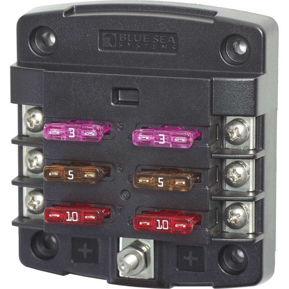 Blue Sea Systems Blue Sea 5033 ST Blade Fuse Block w/out Cover - 6 Circuit w/out Negative Bus 5033 MyGreenOutdoors