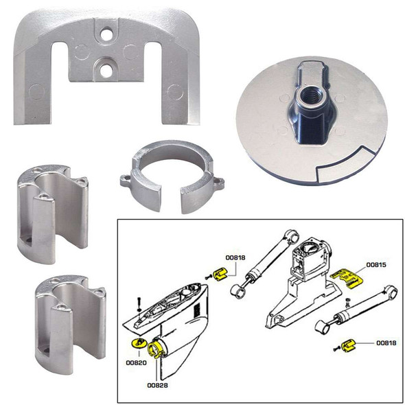 Tecnoseal Tecnoseal Anode Kit w/Hardware - Mercury Bravo 1 - Zinc [20803] 20803 MyGreenOutdoors