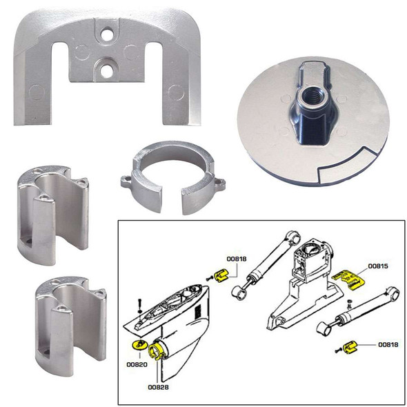 Tecnoseal Tecnoseal Anode Kit w/Hardware - Mercury Bravo 1 - Aluminum [20803AL] 20803AL MyGreenOutdoors