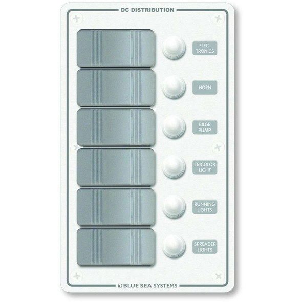 Blue Sea Systems Blue Sea 8273 Water Resistant Panel - 6 Position - White - Vertical 8273 MyGreenOutdoors