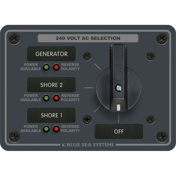 Blue Sea Systems Blue Sea 8361 AC Rotary Switch Panel 65 Ampere 3 Positions + OFF, 3 Pole 8361 MyGreenOutdoors