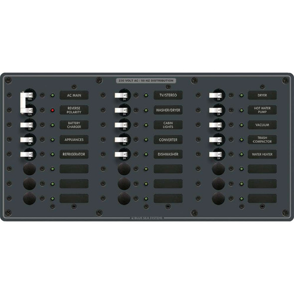 Blue Sea Systems Blue Sea 8565 Breaker Panel - AC Main + 22 Positions (European) - White 8565 MyGreenOutdoors
