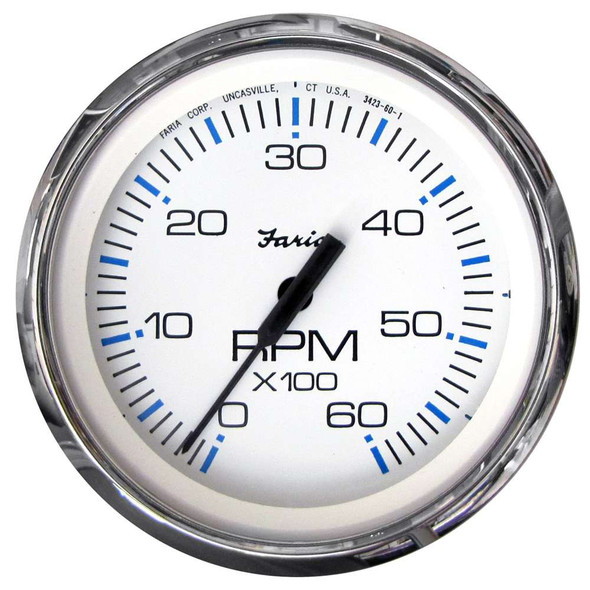 Faria Beede Instruments Faria Chesapeake White SS 4" Tachometer - 6,000 RPM (Gas - Inboard & I/O) [33807] 33807 MyGreenOutdoors