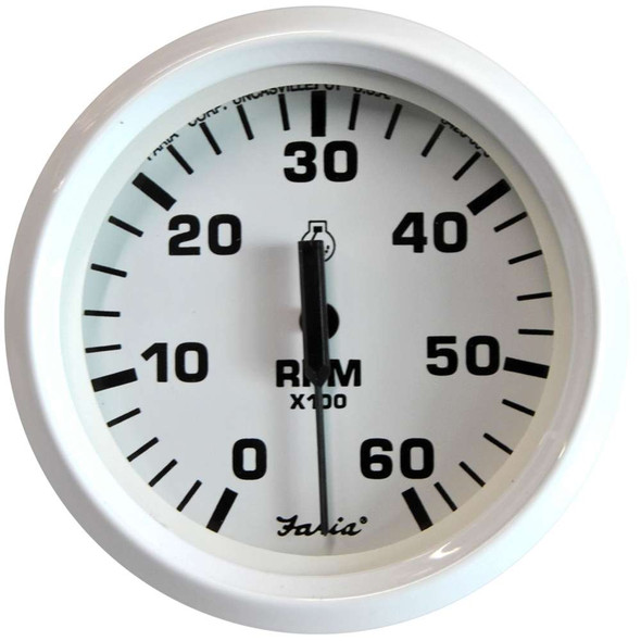 Faria Beede Instruments Faria Dress White 4" Tachometer - 6,000 RPM (Gas - Inboard & I/O) [33103] 33103 MyGreenOutdoors