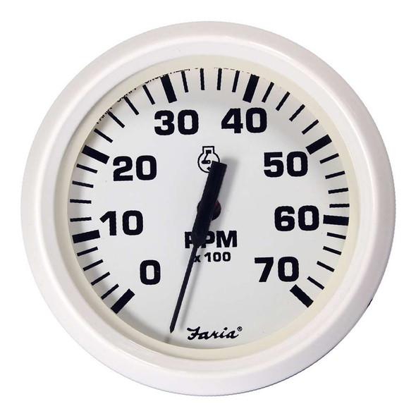 Faria Beede Instruments Faria Dress White 4" Tachometer - 7,000 RPM (Gas - All Outboards) [33104] 33104 MyGreenOutdoors