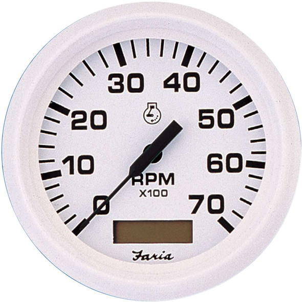 Faria Beede Instruments Faria Dress White 4" Tachometer w/Hourmeter - 7,000 RPM (Gas - Outboard) [33140] 33140 MyGreenOutdoors