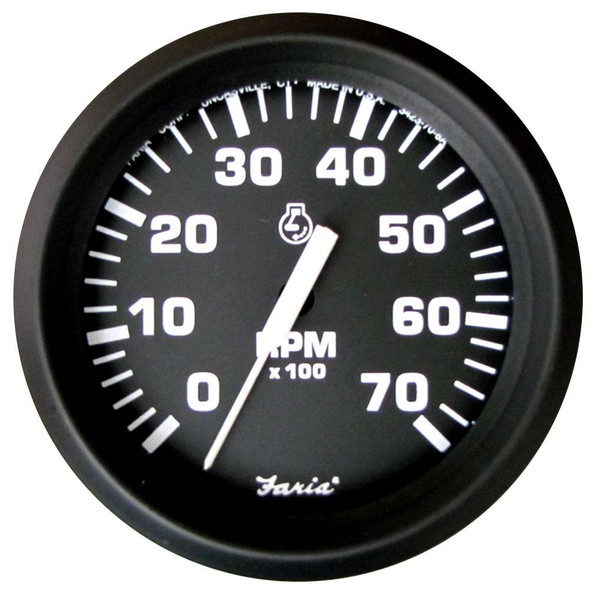 Faria Beede Instruments Faria Euro Black 4" Tachometer - 7,000 RPM (Gas - All Outboard) [32805] 32805 MyGreenOutdoors