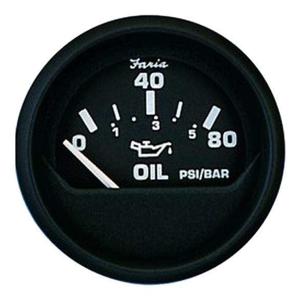 Faria Beede Instruments Faria Euro Black Oil Pressure Gauge - 80 PSI [12803] 12803 MyGreenOutdoors