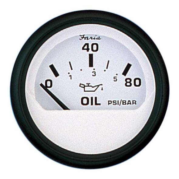 Faria Beede Instruments Faria Euro White 2" Oil Pressure Gauge - 80PSI [12902] 12902 MyGreenOutdoors