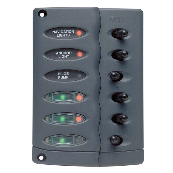 BEP Marine Marinco Contour Switch Panel - Waterproof 6 Way w/PTC Fusing [CSP6-PTC] CSP6-PTC MyGreenOutdoors