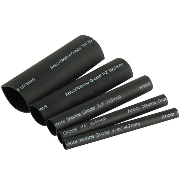 Ancor Ancor Adhesive Lined Heat Shrink Tubing Kit - 8-Pack, 3", 20 to 2/0 AWG, Black [301503] 301503 MyGreenOutdoors