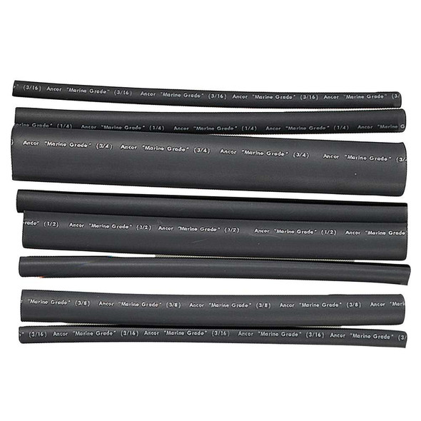 Ancor Ancor Adhesive Lined Heat Shrink Tubing - Assorted 8-Pack, 6", 20-2/0 AWG, Black [301506] 301506 MyGreenOutdoors