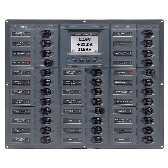 BEP Marine BEP Millennium Series DC Circuit Breaker Panel w/Digital Meters, 32SP DC12V [M32-DCSM] M32-DCSM MyGreenOutdoors