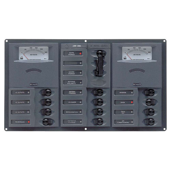 BEP Marine BEP AC Circuit Breaker Panel w/Analog Meters, 2SP 1DP AC120V [900-ACM2-AM-110] 900-ACM2-AM-110 MyGreenOutdoors