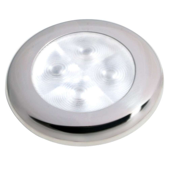 Hella Marine Hella Marine Slim Line LED 'Enhanced Brightness' Round Courtesy Lamp - White LED - Stainless Steel Bezel - 12V [980500521] MyGreenOutdoors