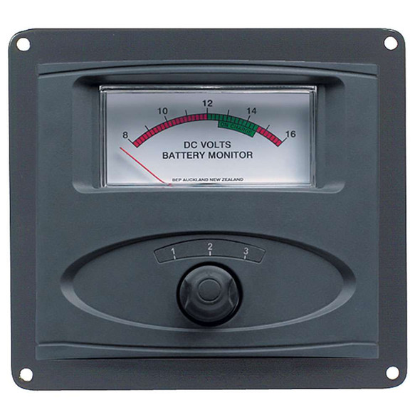 BEP Marine BEP 3 Input Panel Mounted Analog 12V Battery Condition Meter (Expanded Scale 8-16V DC Range) [80-601-0020-00] MyGreenOutdoors