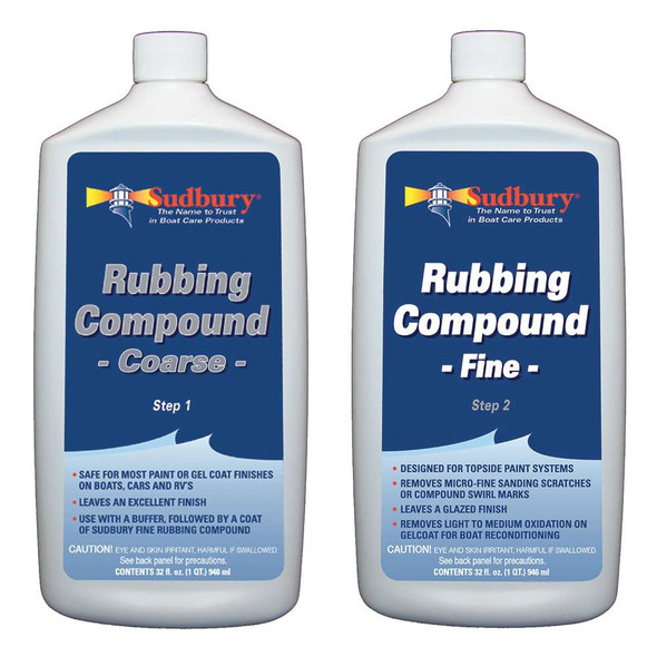 Sudbury Sudbury Rubbing Compound Kit - Step 1 Coarse Step 2 Fine - 32oz Each [444-442KIT] MyGreenOutdoors