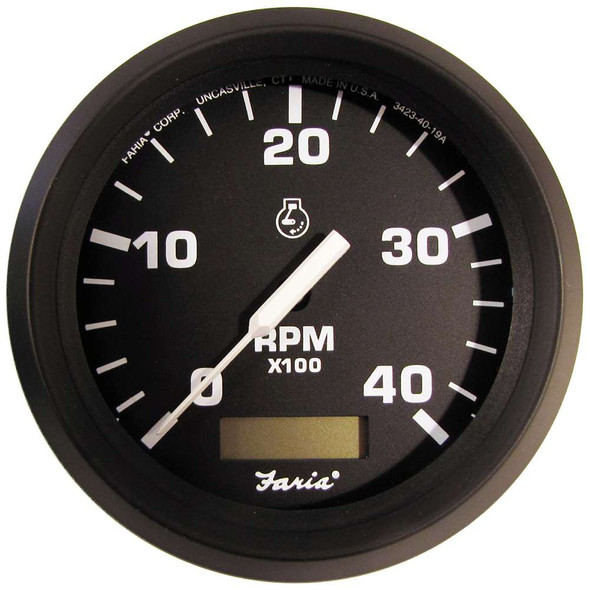 Faria Beede Instruments Faria Euro 4" Tachometer w/Hourmeter (4000 RPM) (Diesel) (Mech Takeoff Var Ratio Alt) [32834] MyGreenOutdoors