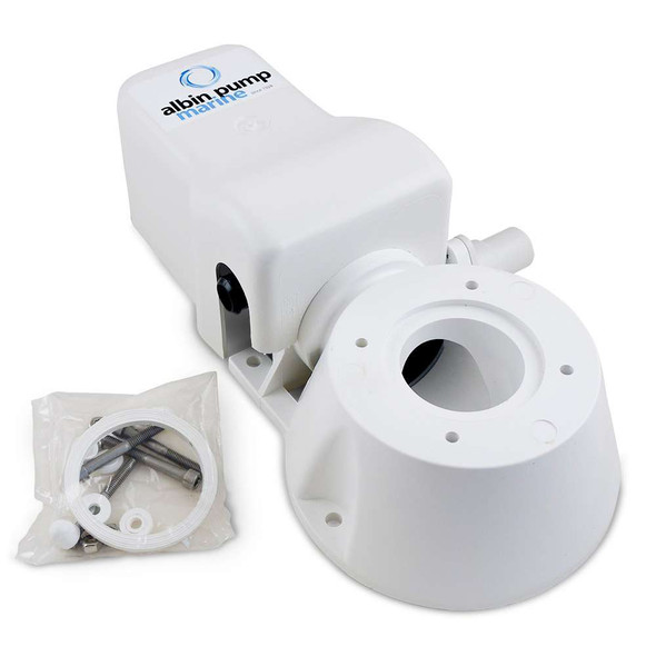 Albin Pump WC Elettrico Marine Evo Compact 24V - Con Tritatutto, Ceramica Bianca, Sostitutivo Jabsco/Johnson