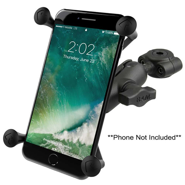 RAM Mounting Systems RAM Mount RAM Torque 3/8" - 5/8" Diameter Mini Rail Base with 1" Ball, Short Arm and X-Grip for Larger Phones [RAM-B-408-37-62-A-UN10] MyGreenOutdoors