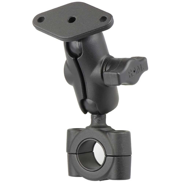 RAM Mounting Systems RAM Mount RAM Torque 3/4" - 1" Diameter Handlebar/Rail Base with 1" Ball, SHORT Arm and Diamond Plate [RAM-B-408-75-1-A-238U] MyGreenOutdoors