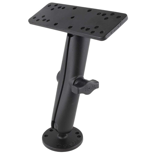 RAM Mounting Systems RAM Mount 1" Diameter Ball Mount w/Long Double Socket Arm, 6.25" x 2" Rectangle Base & 2.5" Round Base (AMPS Pattern) [RAM-B-111U-C] MyGreenOutdoors