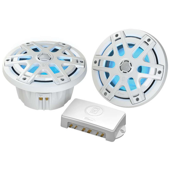 Poly-Planar Poly-Planar MA-OC8 6.5" Round Waterproof Blue LED Lit Speaker - White [MA-OC6] MyGreenOutdoors