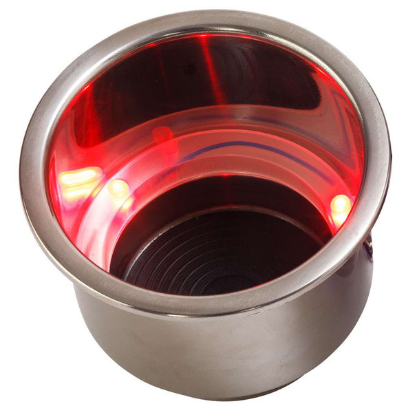 Sea-Dog Sea-Dog LED Flush Mount Combo Drink Holder w/Drain Fitting - Red LED [588071-1] MyGreenOutdoors