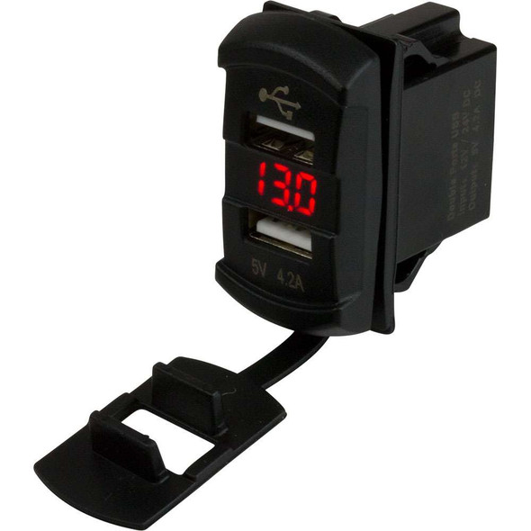 Sea-Dog Sea-Dog Dual USB Rocker Switch Style Voltmeter w/Hidden Display [426527-1] MyGreenOutdoors