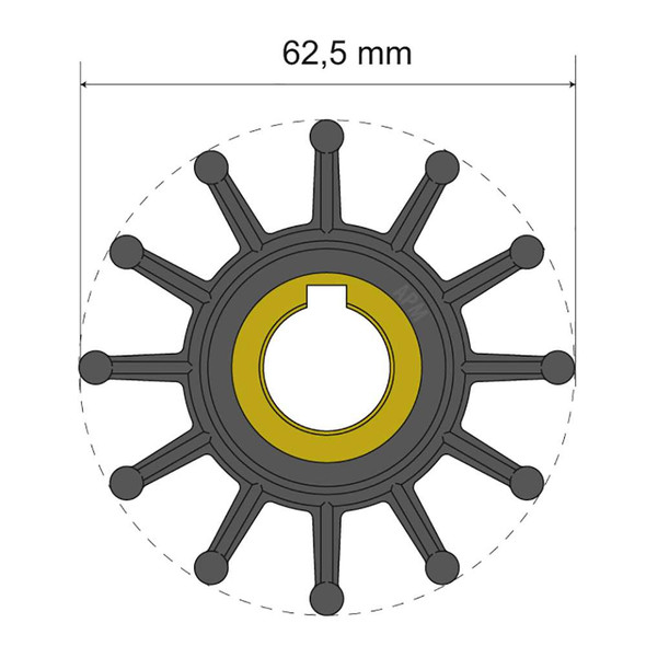 Albin Group Albin Pump Premium Impeller Kit 62.5 x 16 x 32mm - 12 Blade - Key Insert [06-01-016] MyGreenOutdoors