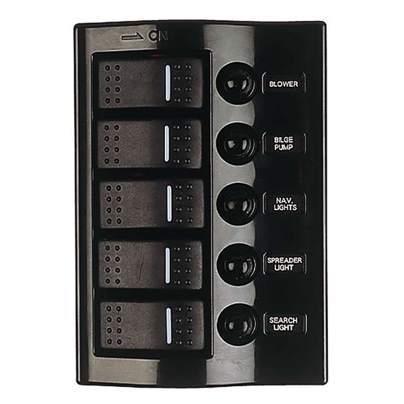 Sea-Dog Sea-Dog Nylon Circuit Breaker Panel - 5 Circuit - Wave Style [425800-1] MyGreenOutdoors
