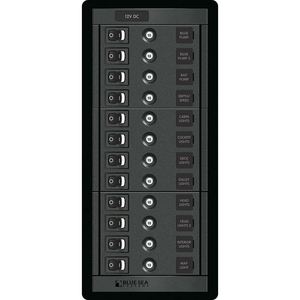 Blue Sea Systems Blue Sea 1461 12 Position Circuit Breaker Panel - 12V - 120A [1461] MyGreenOutdoors