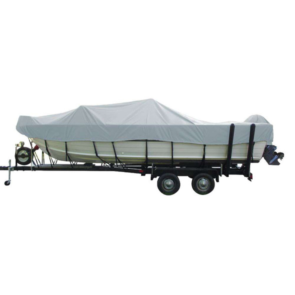 Carver by Covercraft Carver Performance Poly-Guard Wide Series Styled-to-Fit Boat Cover f/16.5 Aluminum V-Hull Boats w/Walk-Thru Windshield - Grey [72316P-10] MyGreenOutdoors