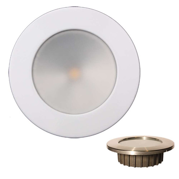 Lunasea Lighting Lunasea ZERO EMI Recessed 3.5 LED Light - Warm White w/White Stainless Steel Bezel - 12VDC [LLB-46WW-0A-WH] MyGreenOutdoors