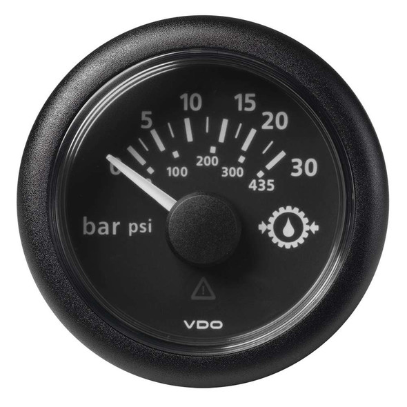 Veratron VDO Marine 2-1/16" (52mm) ViewLine Transmission Oil Pressure 30 Bar/435 PSI - 8-32V - Black Dial Round Bezel [A2C59514141] MyGreenOutdoors