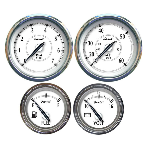 Faria Beede Instruments Faria Newport SS Outboard 4 Gauge Box Set [KTF0201] MyGreenOutdoors