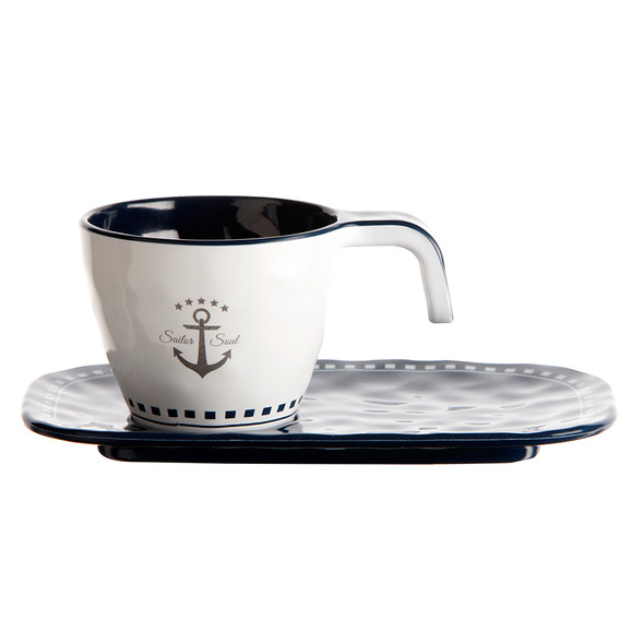Marine Business Melamine Espresso Cup  Plate Set - SAILOR SOUL - Set of 6 [14006C]