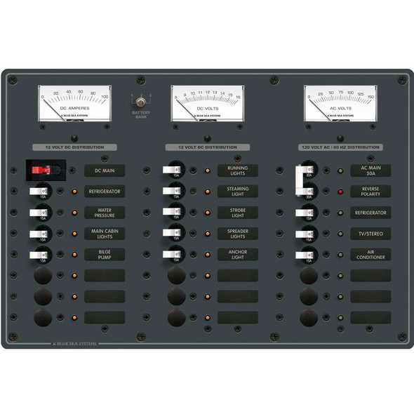 Blue Sea Systems Blue Sea 8084 AC Main +6 Positions/DC Main +15 Positions Toggle Circuit Breaker Panel (White Switch 8084 MyGreenOutdoors