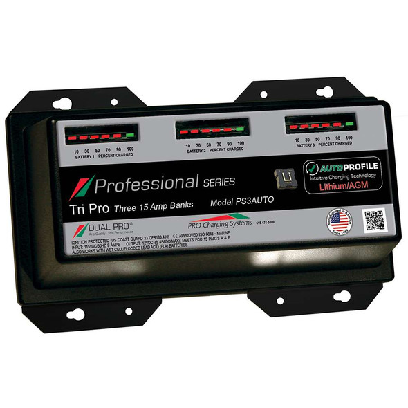 Dual Pro Dual Pro PS3 Auto 15A - 3-Bank Lithium/AGM Battery Charger [PS3AUTO] MyGreenOutdoors