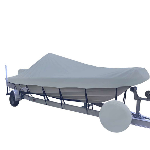 Carver by Covercraft Carver Sun-DURA Narrow Series Styled-to-Fit Boat Cover f/22.5 V-Hull Center Console Shallow Draft Boats - Grey [71222NS-11] MyGreenOutdoors