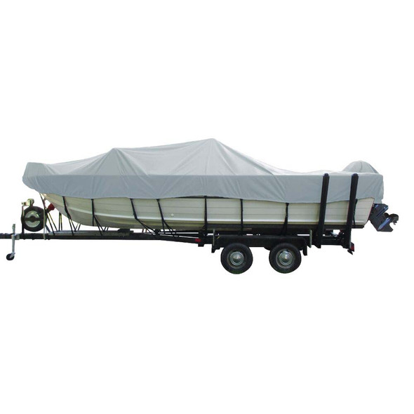 Carver by Covercraft Carver Sun-DURA Wide Series Styled-to-Fit Boat Cover f/21.5 Aluminum V-Hull Boats with Walk-Thru Windshield - Grey [72321S-11] MyGreenOutdoors