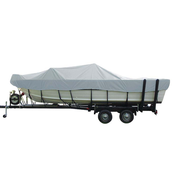 Carver by Covercraft Carver Poly-Flex II Wide Series Styled-to-Fit Boat Cover f/18.5 Aluminum V-Hull Sterndrive Boats with Walk-Thru Windshield - Grey [72418F-10] MyGreenOutdoors