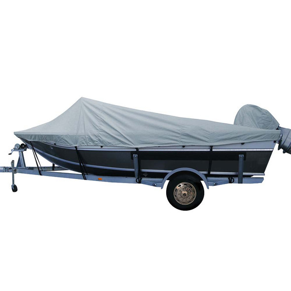 Carver by Covercraft Poly-Flex II Styled-to-Fit Boat Cover f/15.5 Aluminum Boats w/High Forward Mounted Windshield - Grey [79015F-10] MyGreenOutdoors