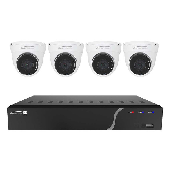 Speco Tech Speco 4 Channel NVR Kit w/4 Outdoor IR 5MP IP Cameras 2.8mm Fixed Lens, 1TB Kit NDAA [ZIPK4N1] MyGreenOutdoors