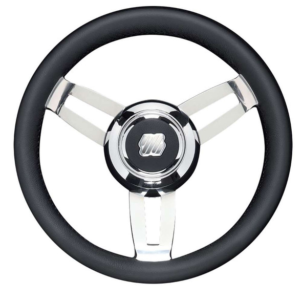UFlex USA Uflex Morosini 13.8" Steering Wheel - Black Polyurethane w/Stainless Steel Spokes Chrome Hub [MOROSINI U/CH/B] MyGreenOutdoors