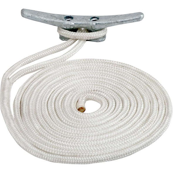 Sea-Dog Sea-Dog Double Braided Nylon Dock Line - 5/8" x 25 - White [302116025WH-1] MyGreenOutdoors