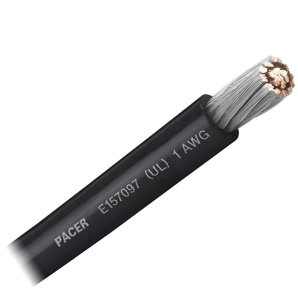 Pacer Group Pacer Black 1 AWG Battery Cable - Sold By The Foot [WUL1BK-FT] MyGreenOutdoors