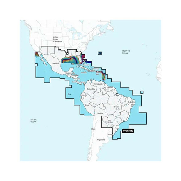 Garmin Garmin Navionics Vision+ NVSA004L -Mexico, the Caribbean to Brazil - Inland Coastal Marine Charts [010-C1285-00] MyGreenOutdoors